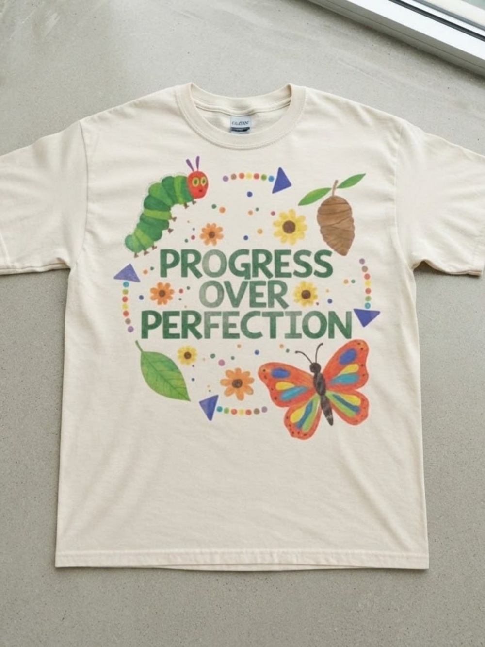 Gildan "Progress Over Perfection" Butterfly Graphic Tee